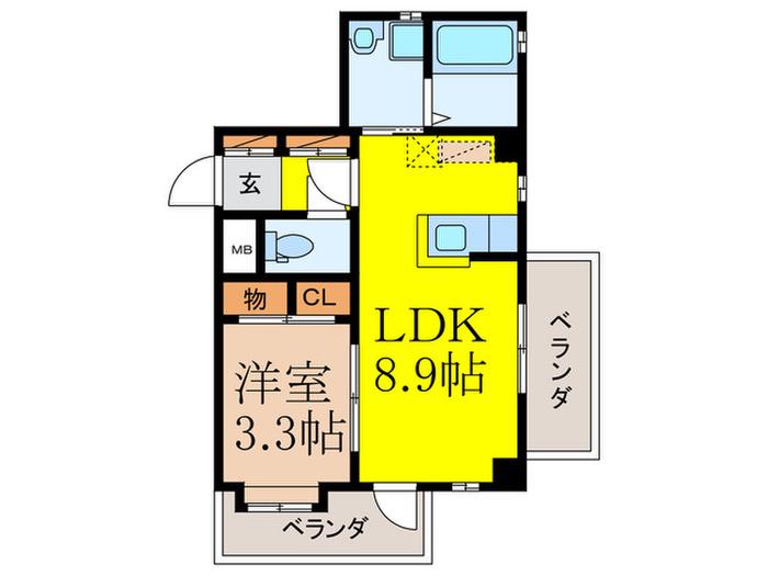 ラセーヌ高宮(1LDK/5階)の間取り写真
