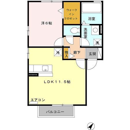 エクセルF(1LDK/1階)の間取り写真