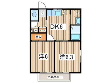 コーポアネスト(2DK/1階)の間取り写真