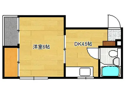 福島ビル(1DK/4階)の間取り写真