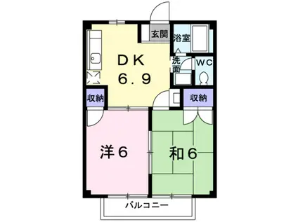 ハイツKUWAO(2DK/1階)の間取り写真