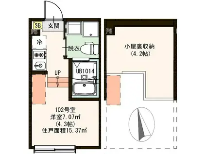 東伊興三丁目DESIGNER SAPARTMENT(ワンルーム/1階)の間取り写真