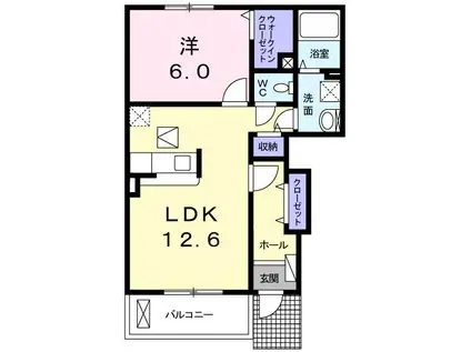 グリーンコート阪本III(1LDK/1階)の間取り写真