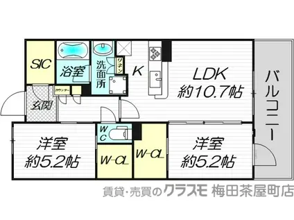 リビオレゾン梅田カサーレ(2LDK/14階)の間取り写真