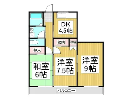 田中第二ビル(3K/3階)の間取り写真