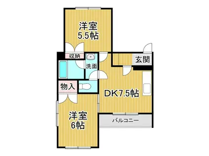 コートメモアール(2DK/1階)の間取り写真