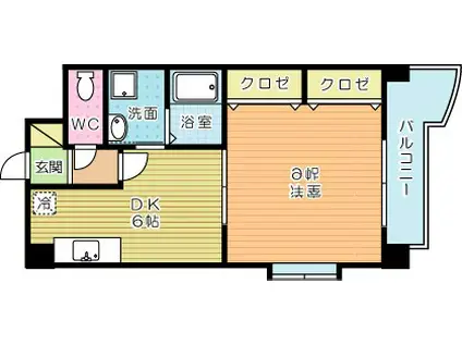 ベルガ北方(1DK/4階)の間取り写真