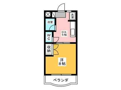 マンションやまももの木(1DK/2階)の間取り写真