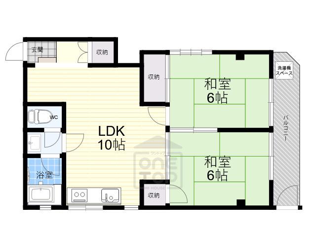 三井マンション(2LDK/1階)の間取り写真