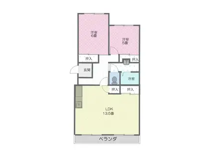 アメニティ飯野(2LDK/1階)の間取り写真