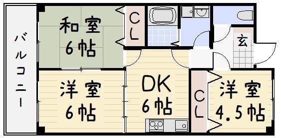パークハイツ足立(3DK/1階)の間取り写真