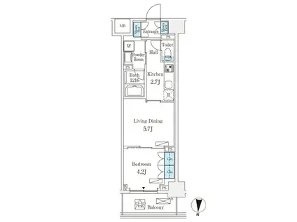 ロイジェントパークス押上錦糸町(1LDK/2階)の間取り写真