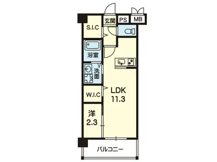 アンミライ大津(1LDK/2階)の間取り写真