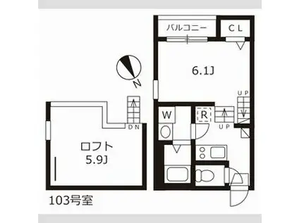 クレール城西(1K/1階)の間取り写真