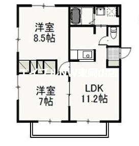 ティエラA(2LDK/2階)の間取り写真