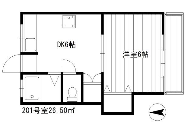 緑荘(1K/2階)の間取り写真