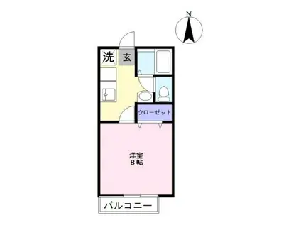 ビッグウェイ中庄C(1K/2階)の間取り写真