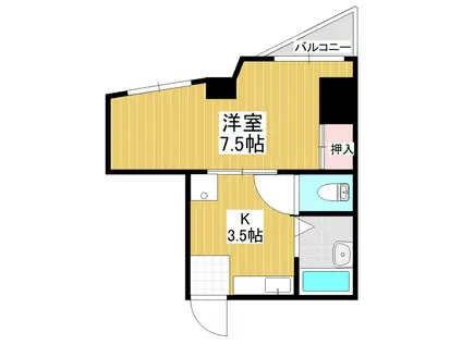 サンビューササヒラ(1K/3階)の間取り写真