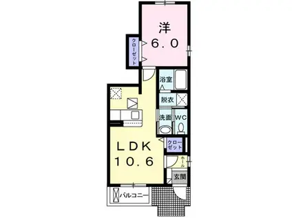 ヴィラ・大堀端B(1LDK/1階)の間取り写真
