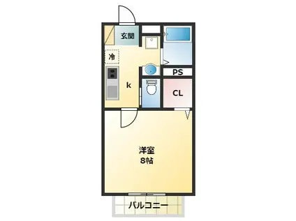 アクイラ伊川谷(1K/1階)の間取り写真