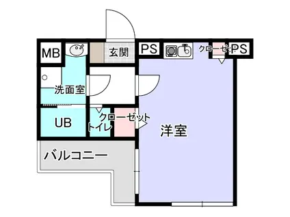 ペルル芦屋(ワンルーム/1階)の間取り写真