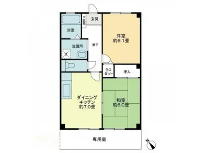 フォブール本大(2DK/1階)の間取り写真