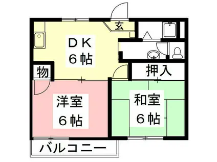 ドミール八代(2DK/2階)の間取り写真