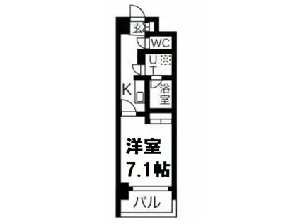 アスヴェル心斎橋東II(1K/7階)の間取り写真
