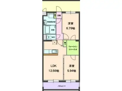 エバーグリーン(2LDK/4階)の間取り写真