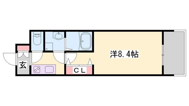 アルティザ姫路(1K/11階)の間取り写真