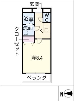 サンアップウェルI(1K/1階)の間取り写真