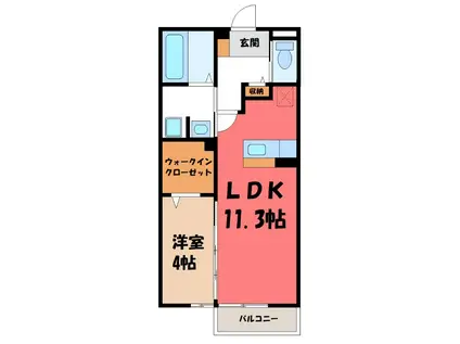 リュミエール太田(1LDK/2階)の間取り写真