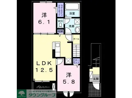 京王線 中河原駅 徒歩23分 2階建 築1年(2LDK/2階)の間取り写真
