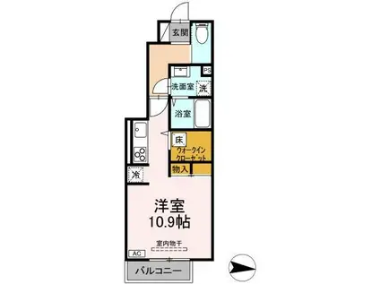 REKORA(ワンルーム/1階)の間取り写真