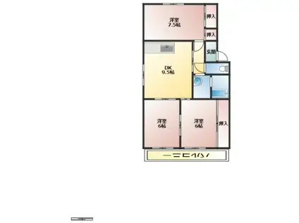 グリーンパレス弥生(3DK/4階)の間取り写真