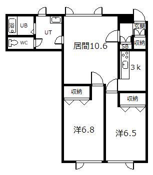 ロシュ7.1C(2LDK/1階)の間取り写真