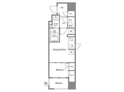 コスモグラシア池田山(1DK/13階)の間取り写真