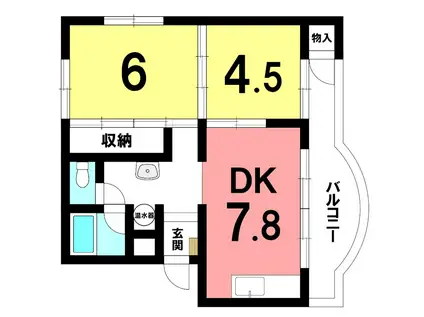 BETTER R 柏崎(2DK/3階)の間取り写真