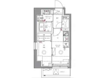 ユリカロゼAZ上板橋(1DK/4階)の間取り写真