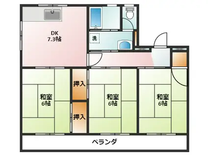 フレックス泊(3DK/4階)の間取り写真