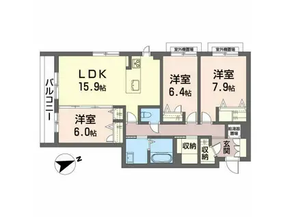 メゾンマスト一関(3LDK/3階)の間取り写真