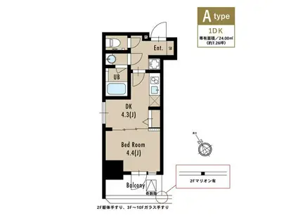 アルティザ五反田(1DK/2階)の間取り写真