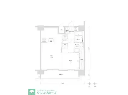 エンクレスト博多PARKSIDE(1LDK/13階)の間取り写真