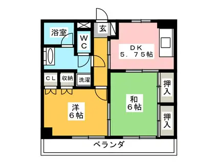 サンヴェール小平(2DK/1階)の間取り写真