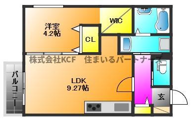 TRIOVE JR久留米駅前(1LDK/1階)の間取り写真