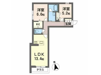 カーサ・ヴェルドール 子育てグリーン(2LDK/1階)の間取り写真