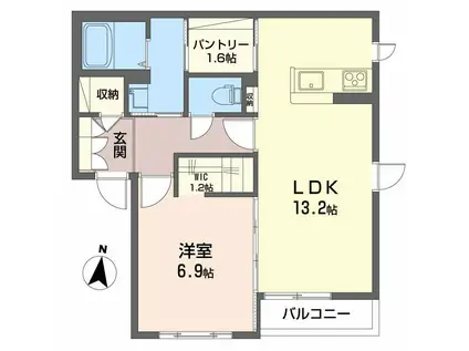 プロムナード南ヶ丘A(1LDK/2階)の間取り写真