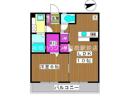ディアコート高島平(1LDK/2階)の間取り写真