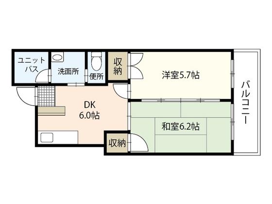 コーポ舟入南(2DK/4階)の間取り写真