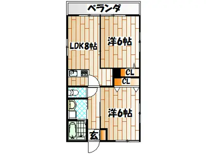 プランドール清田(2LDK/1階)の間取り写真